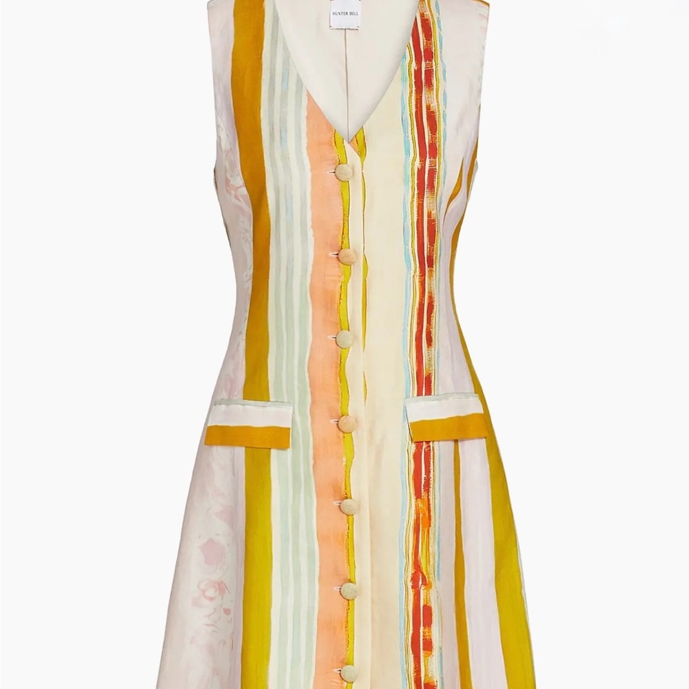 Hunter Bell Suni Striped Linen-Blend Shirtdress